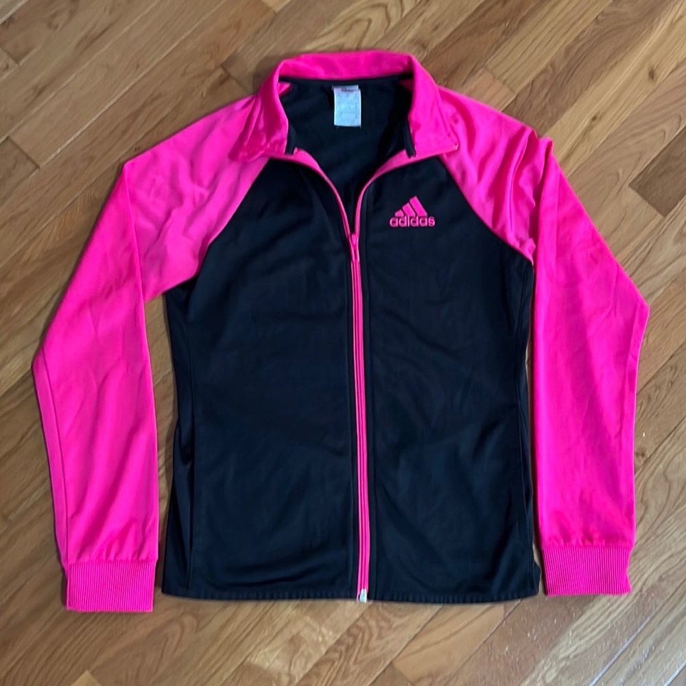 Hot pink Addidas zippered front jacket youth L